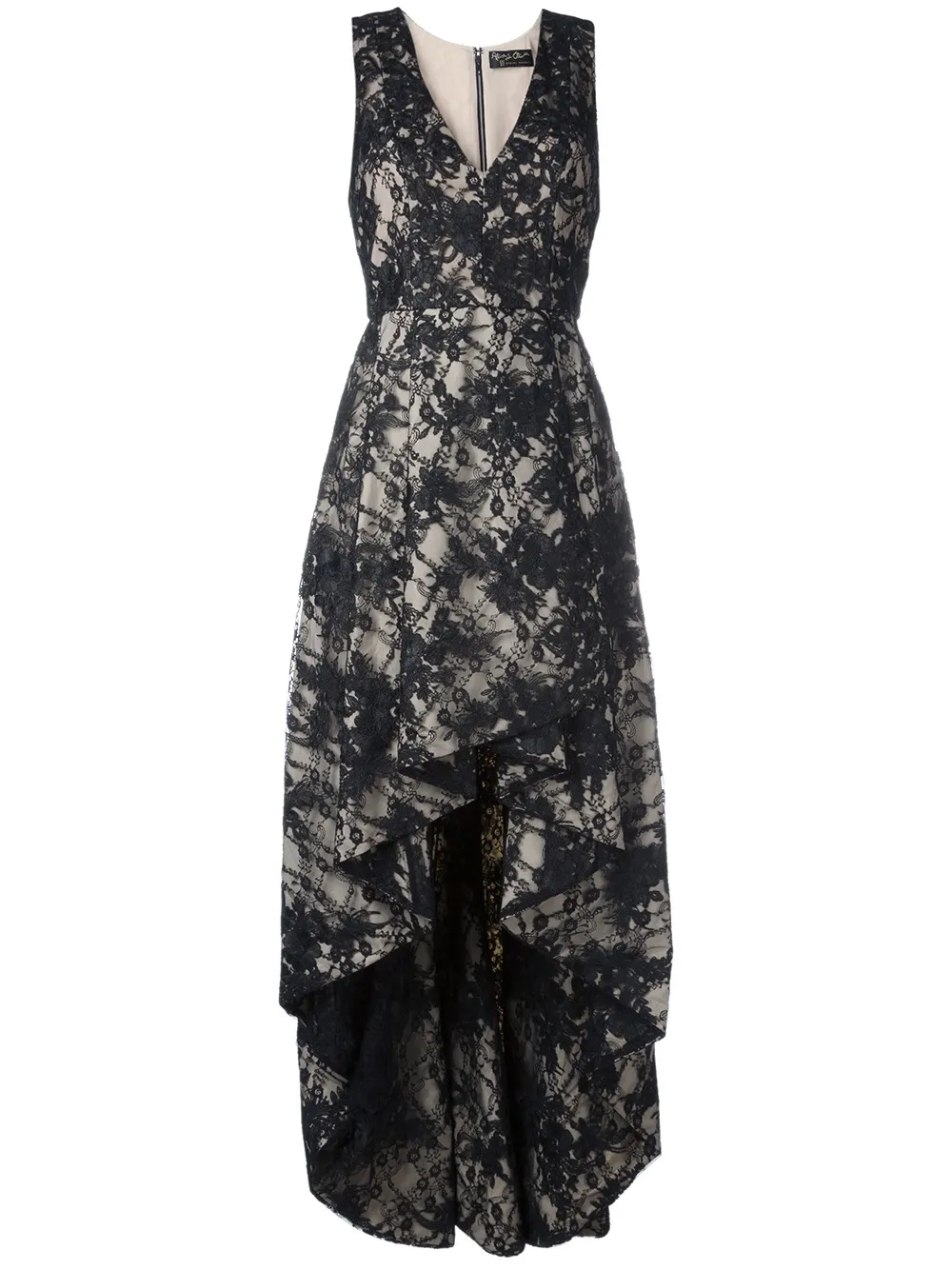 Alice + olivia V-hals hoge lage jurk - Zwart