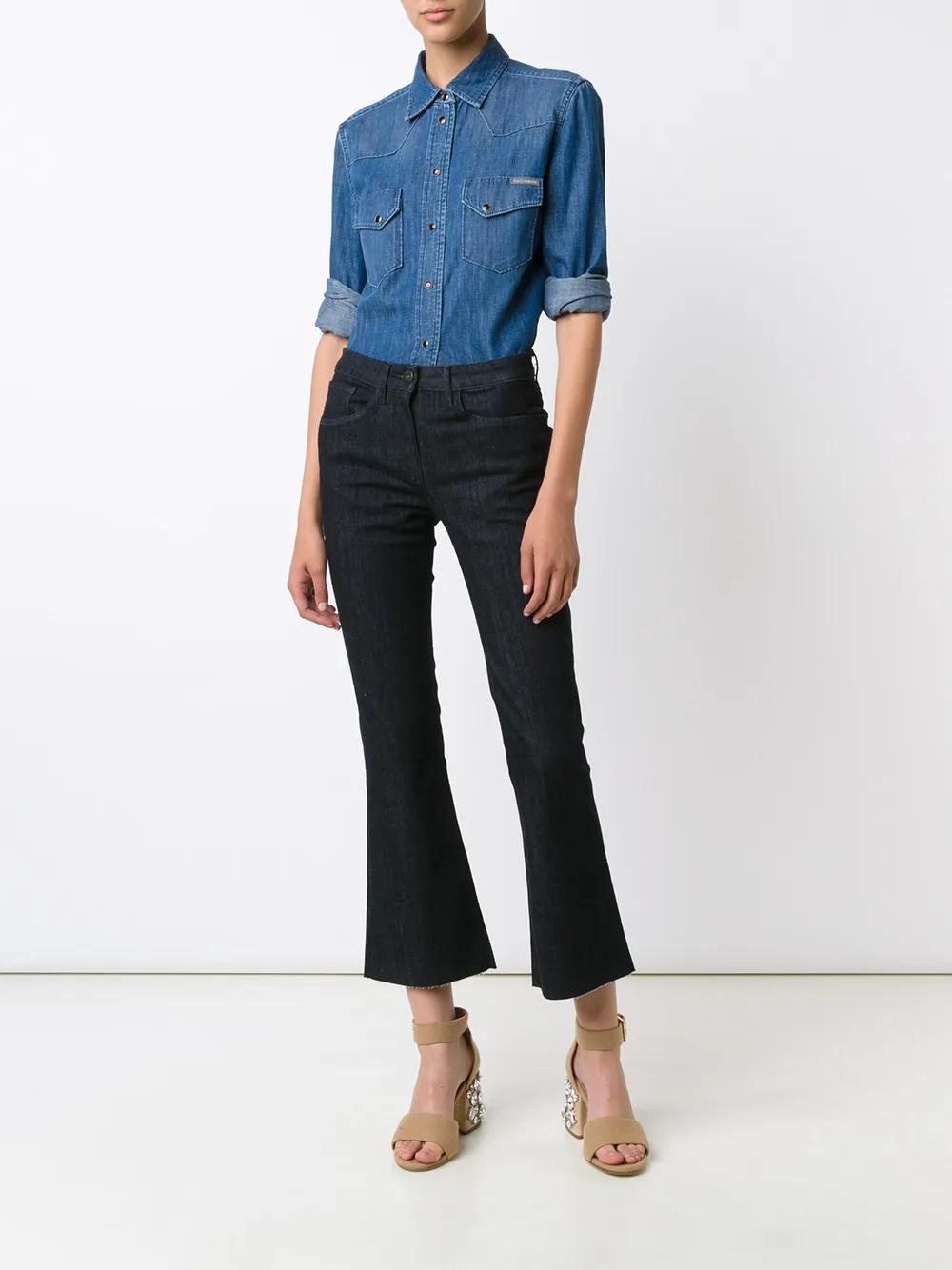 3x1 cropped flared jeans - Blauw