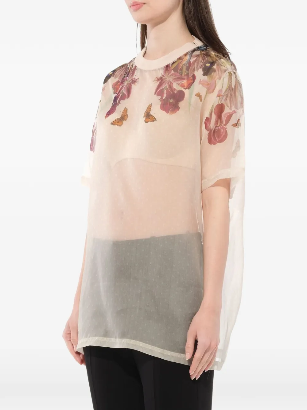 Givenchy floral print sheer T-shirt Beige