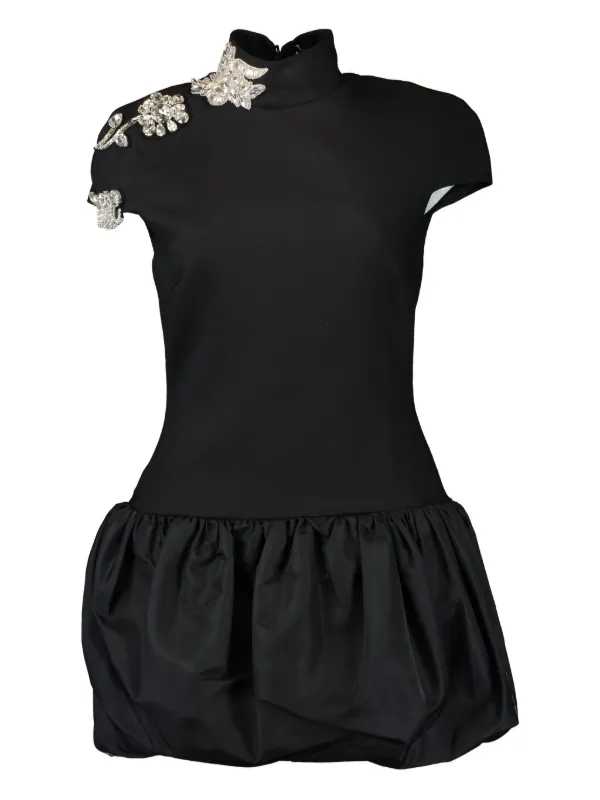 david koma black mini dress David Koma STRUCTURED V NECK MINI DRESS Black / 8