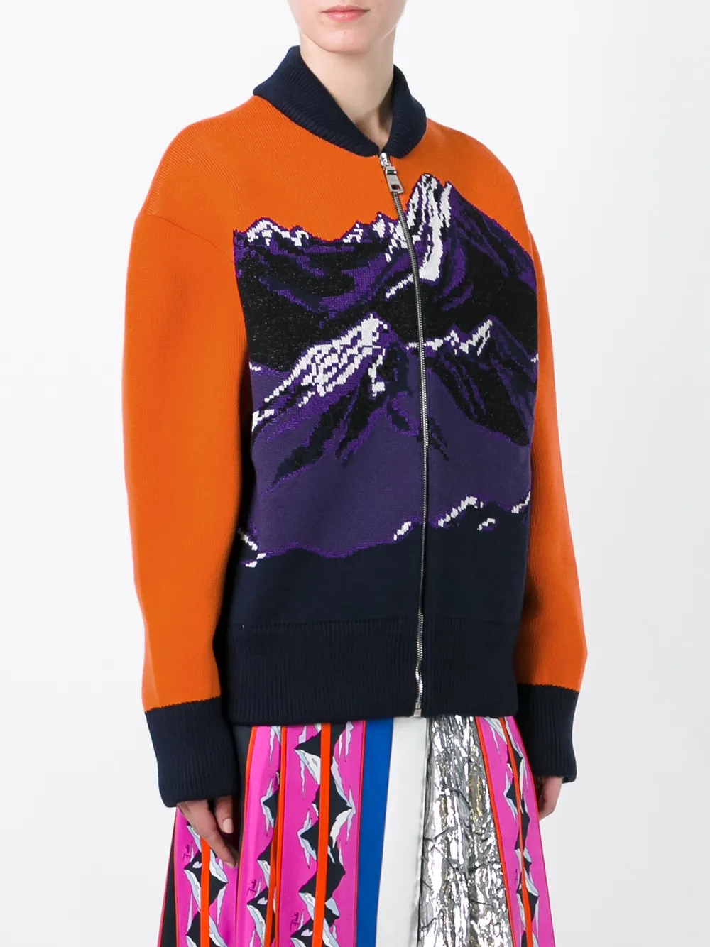 Pucci Mountainscape Printed Cardigan in Yellow, view 5