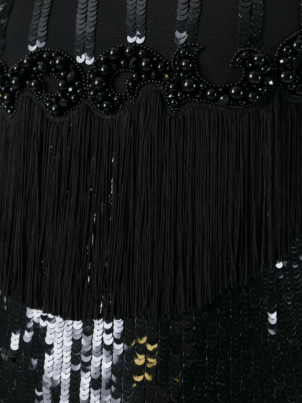 Balmain Sequined Panel Mini Dress In Black