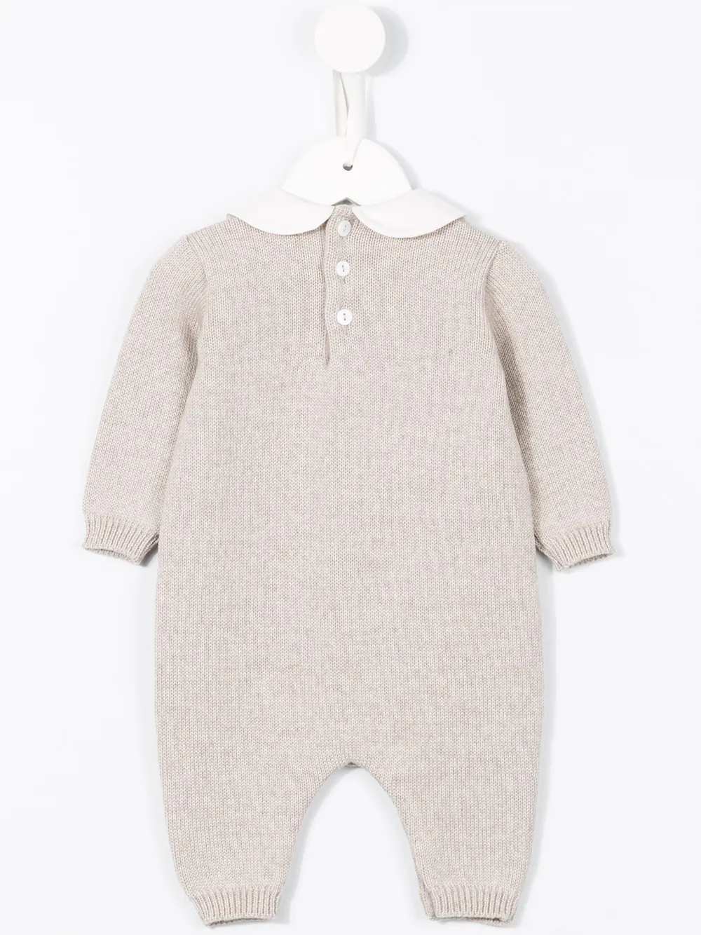 Little Bear heart intarsia knit romper - Beige