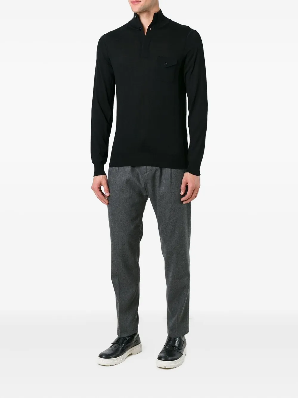 Paolo Pecora high neck polo shirt - Zwart