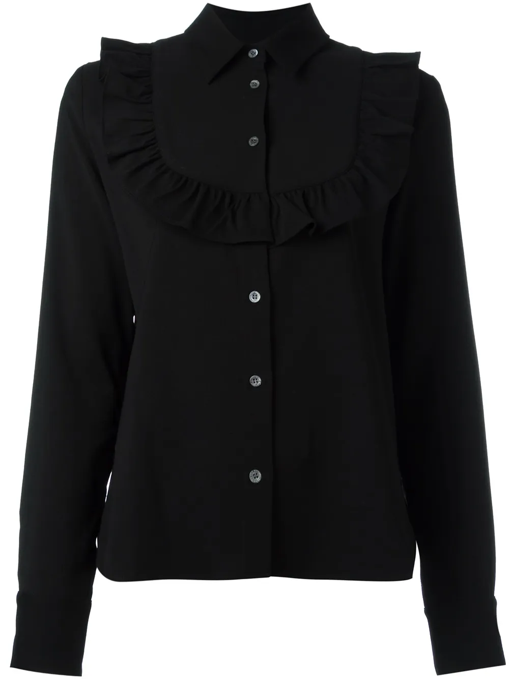 Maison Kitsuné ラッフルパネル シャツ - ブラック Maison Kitsuné ラッフルパネル シャツ - ブラック