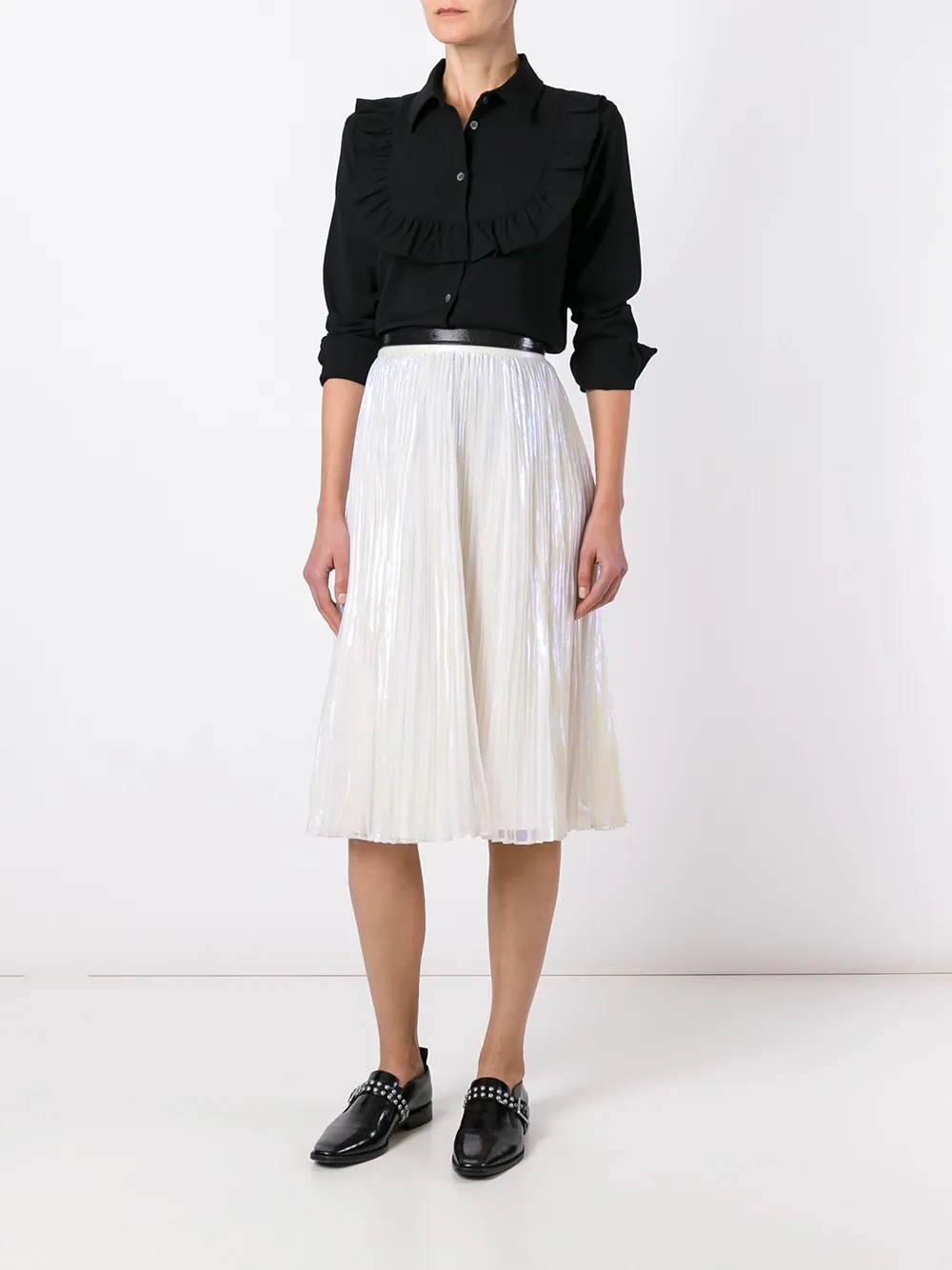 Maison Kitsuné ruffled panel shirt - Zwart