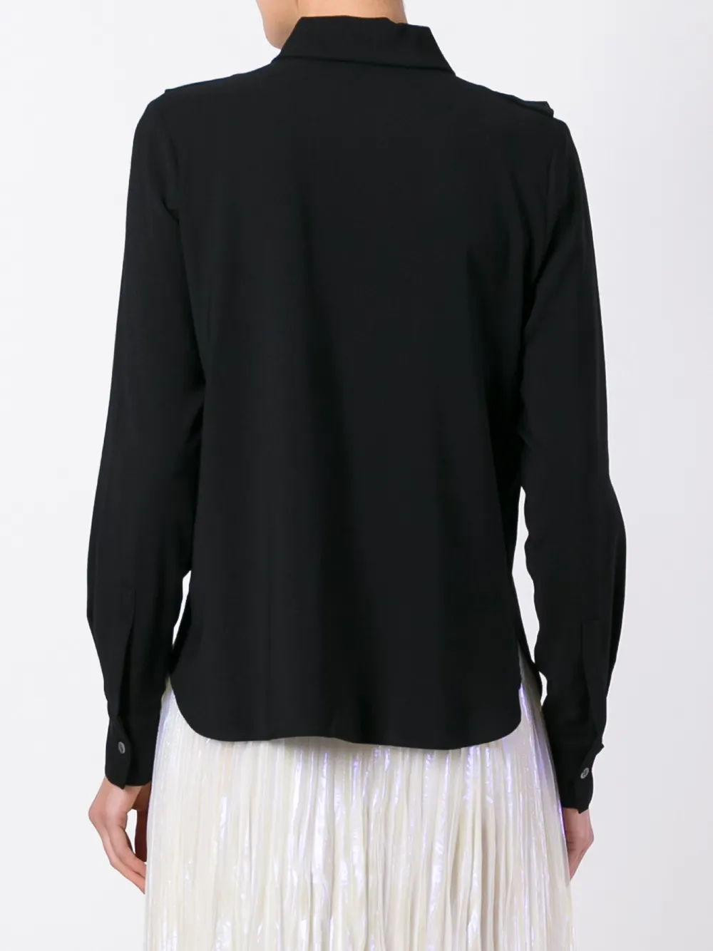 Maison Kitsuné ruffled panel shirt Zwart