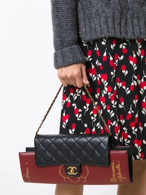 CHANEL Pre-Owned 'Gabrielle' Menu Clutch Bag | Black | FARFETCH