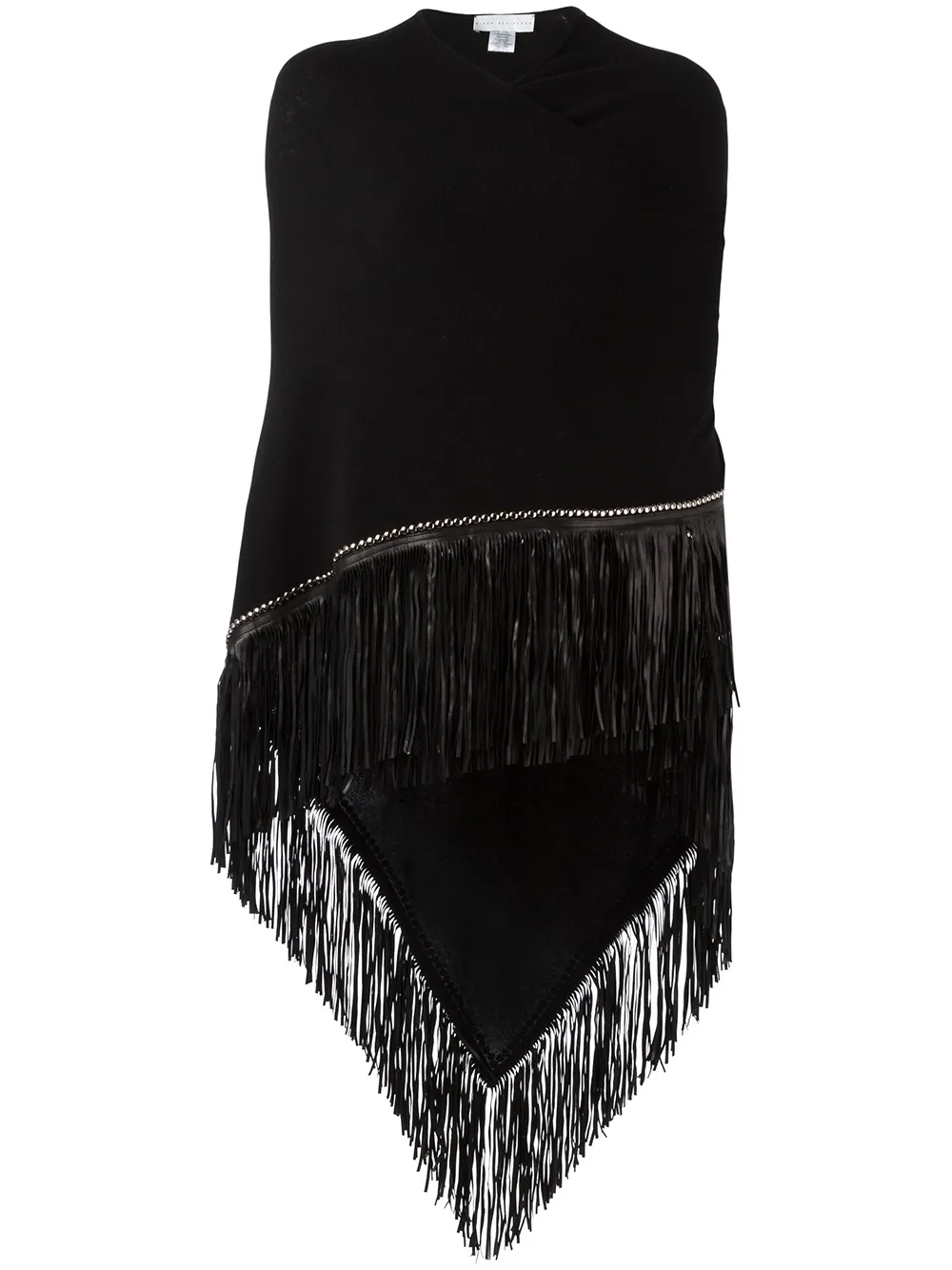 Giada Benincasa fringed knit poncho - Nero