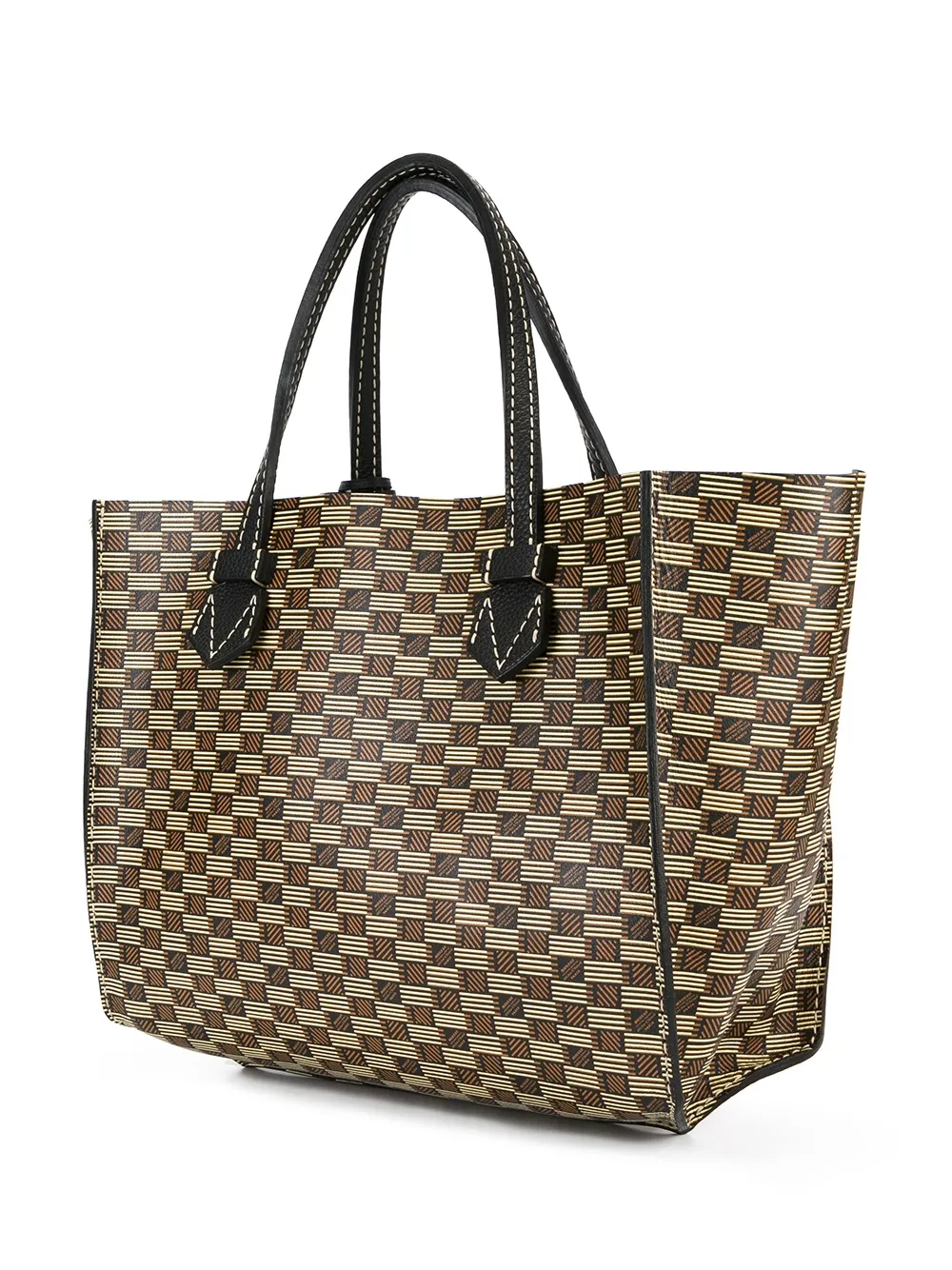 Moreau Double Handles Checked Tote In Brown