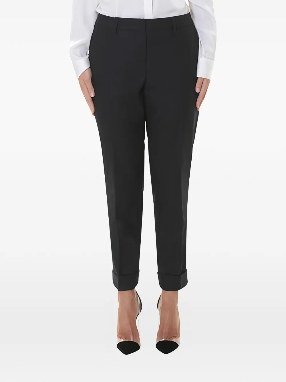  Boglioli Cropped Hose Mit Umschlägen   Schwarz 