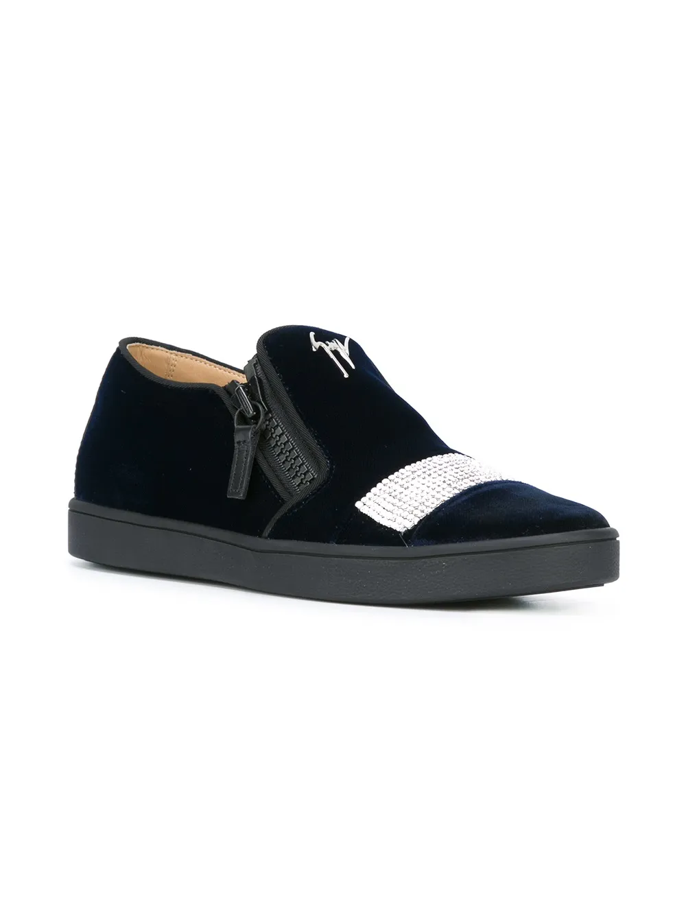 Giuseppe Zanotti velvet slip-on sneakers Zwart