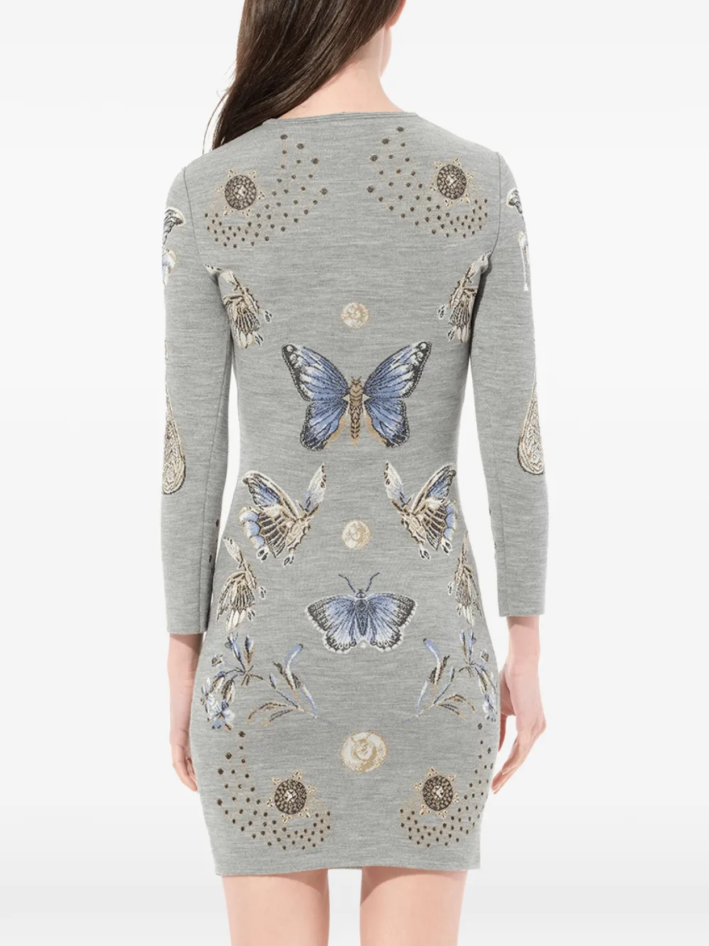 Alexander McQueen butterfly jacquard knit dress Grijs