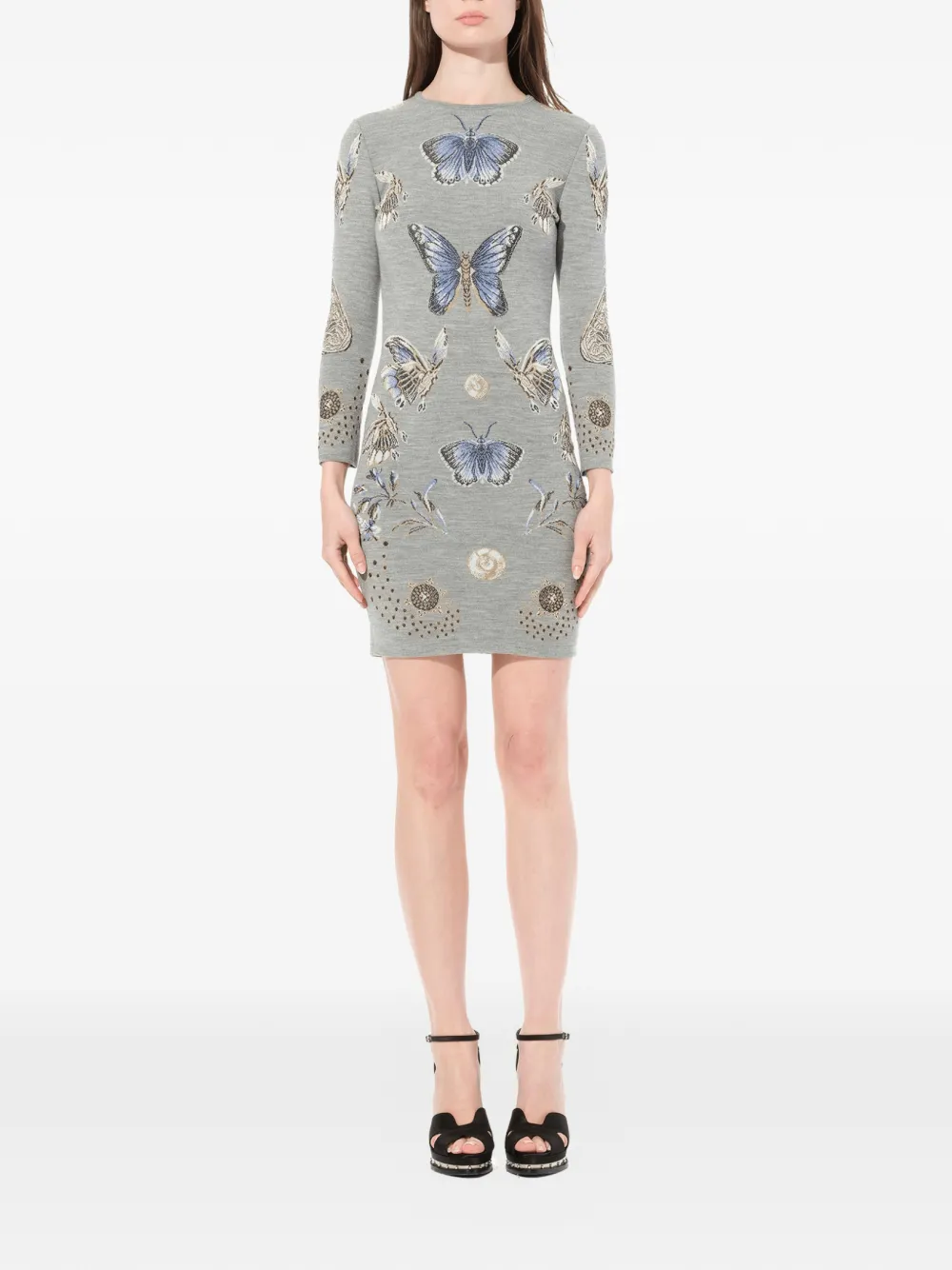 Alexander McQueen butterfly jacquard knit dress - Grigio