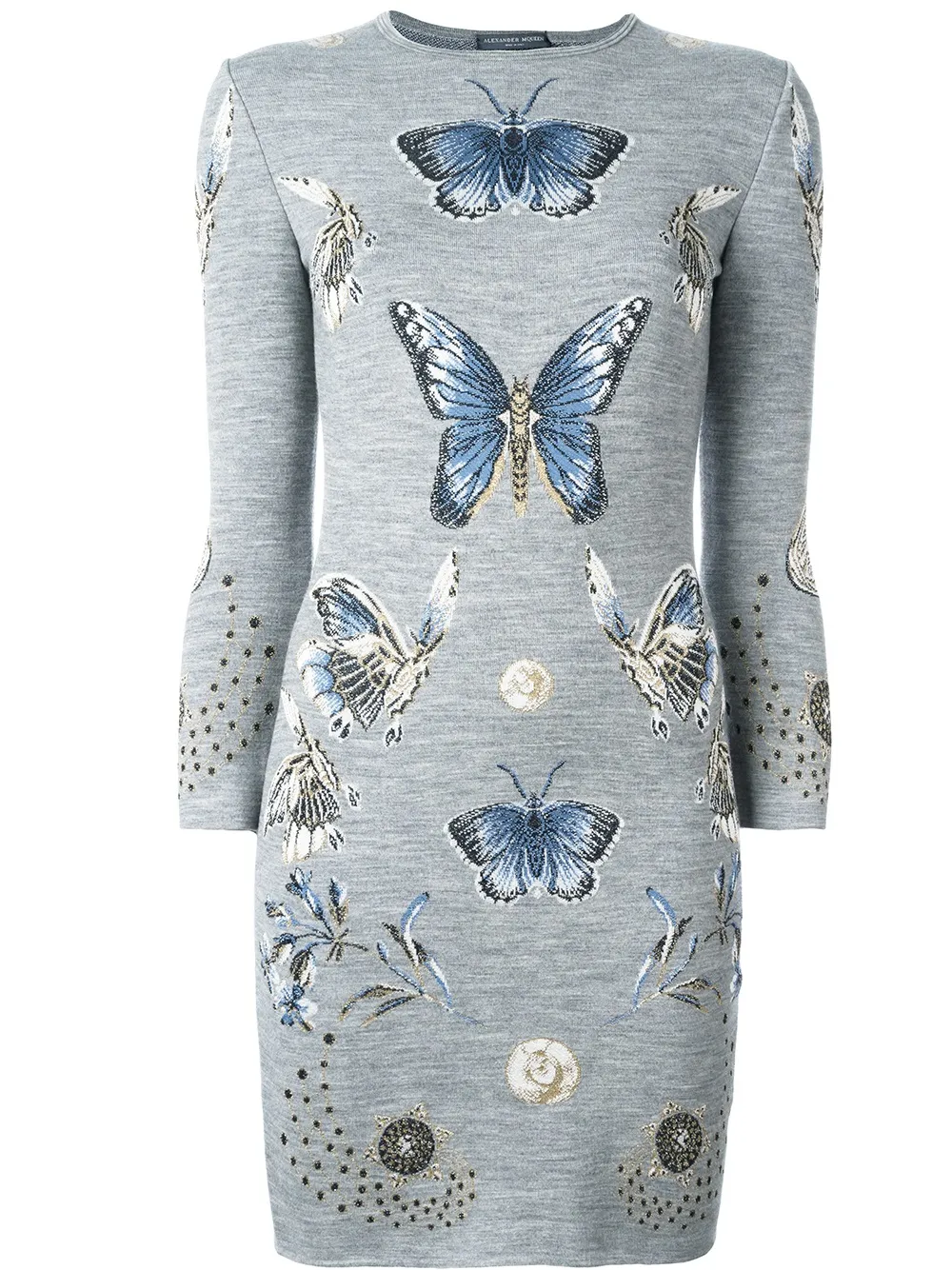 Alexander McQueen butterfly jacquard knit dress | Grey | Image 1