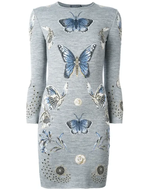Alexander McQueen butterfly jacquard knit dress