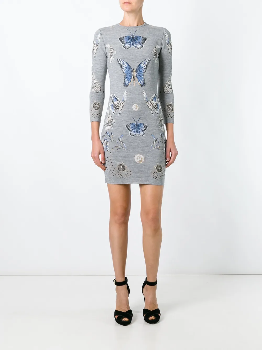 Alexander McQueen butterfly jacquard knit dress - Grijs