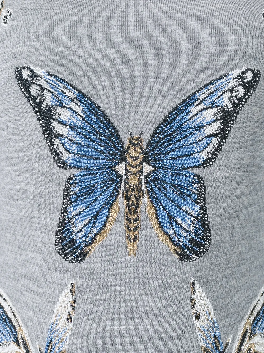 Alexander Mcqueen Butterfly Jacquard Knit Dress In Gray