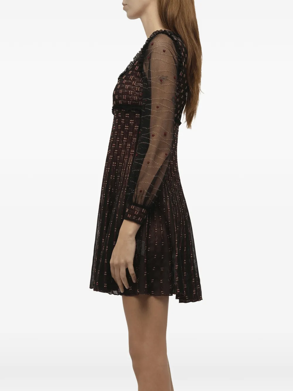 Alexander McQueen embroidered lace mini dress Zwart