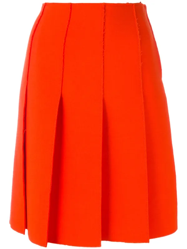 Pucci Frayed Edge Pleated Skirt in Yellow