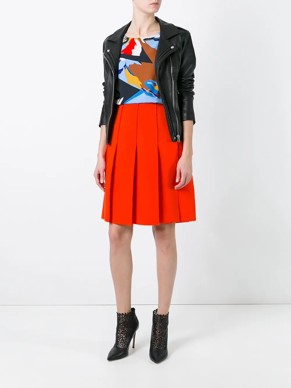 PUCCI frayed edge pleated skirt Geel