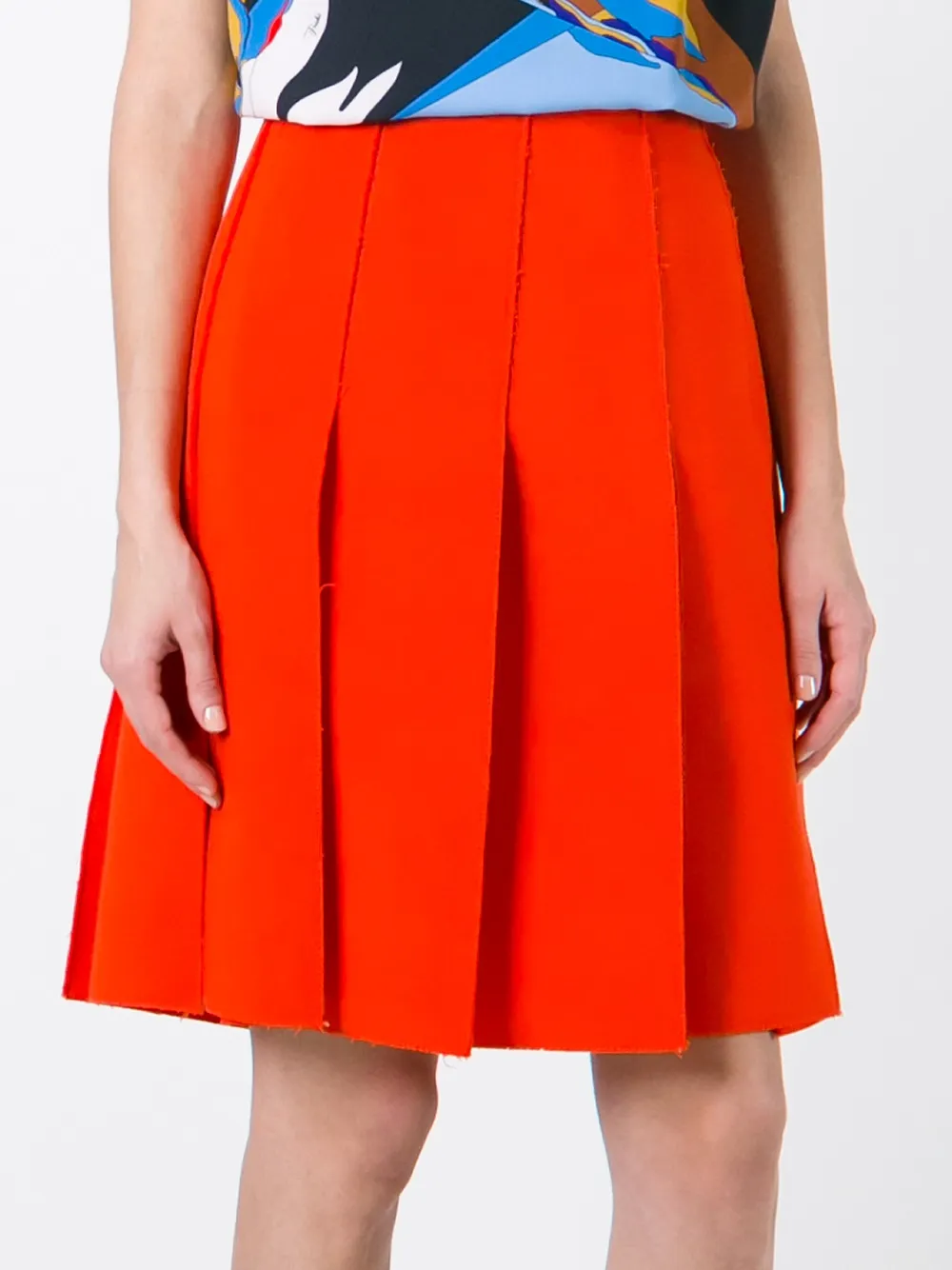 PUCCI frayed edge pleated skirt Geel