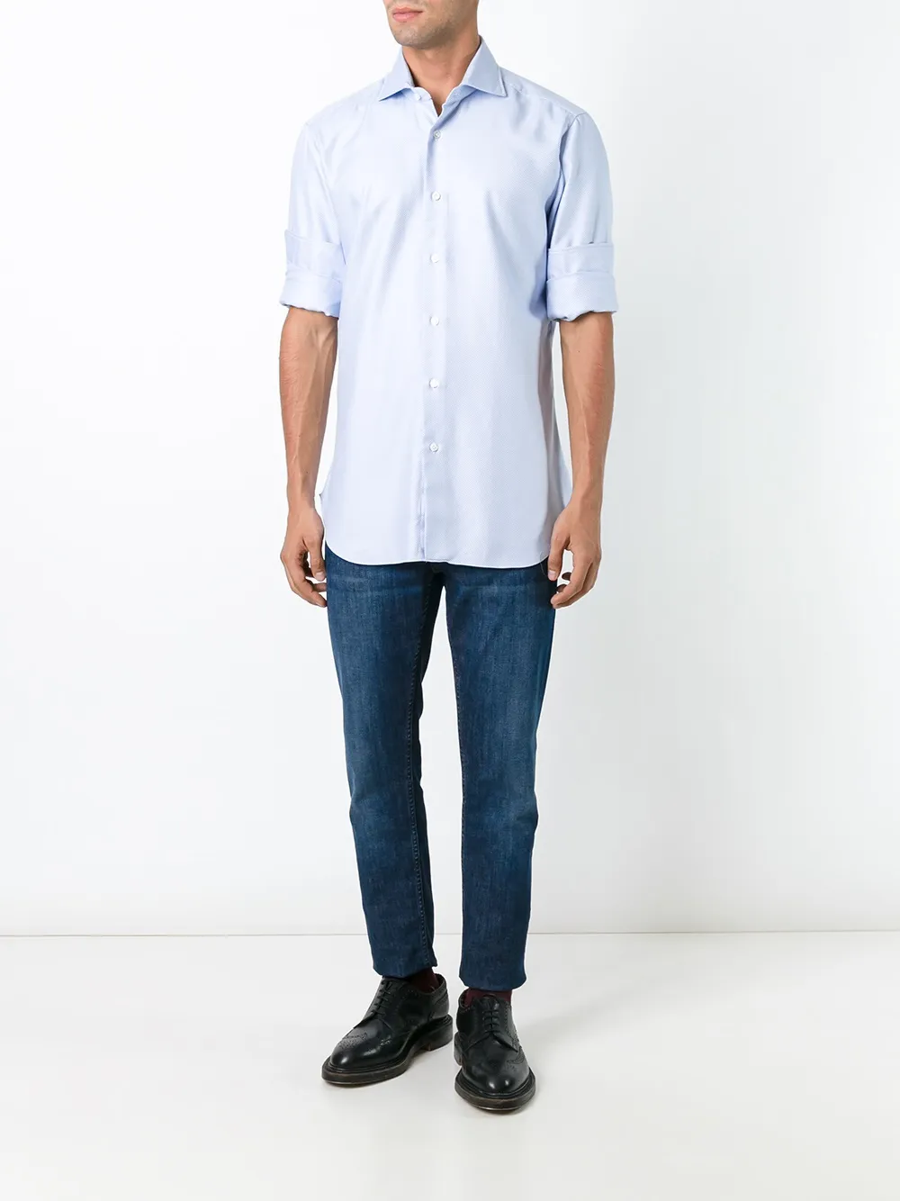 Barba textured shirt - Blauw