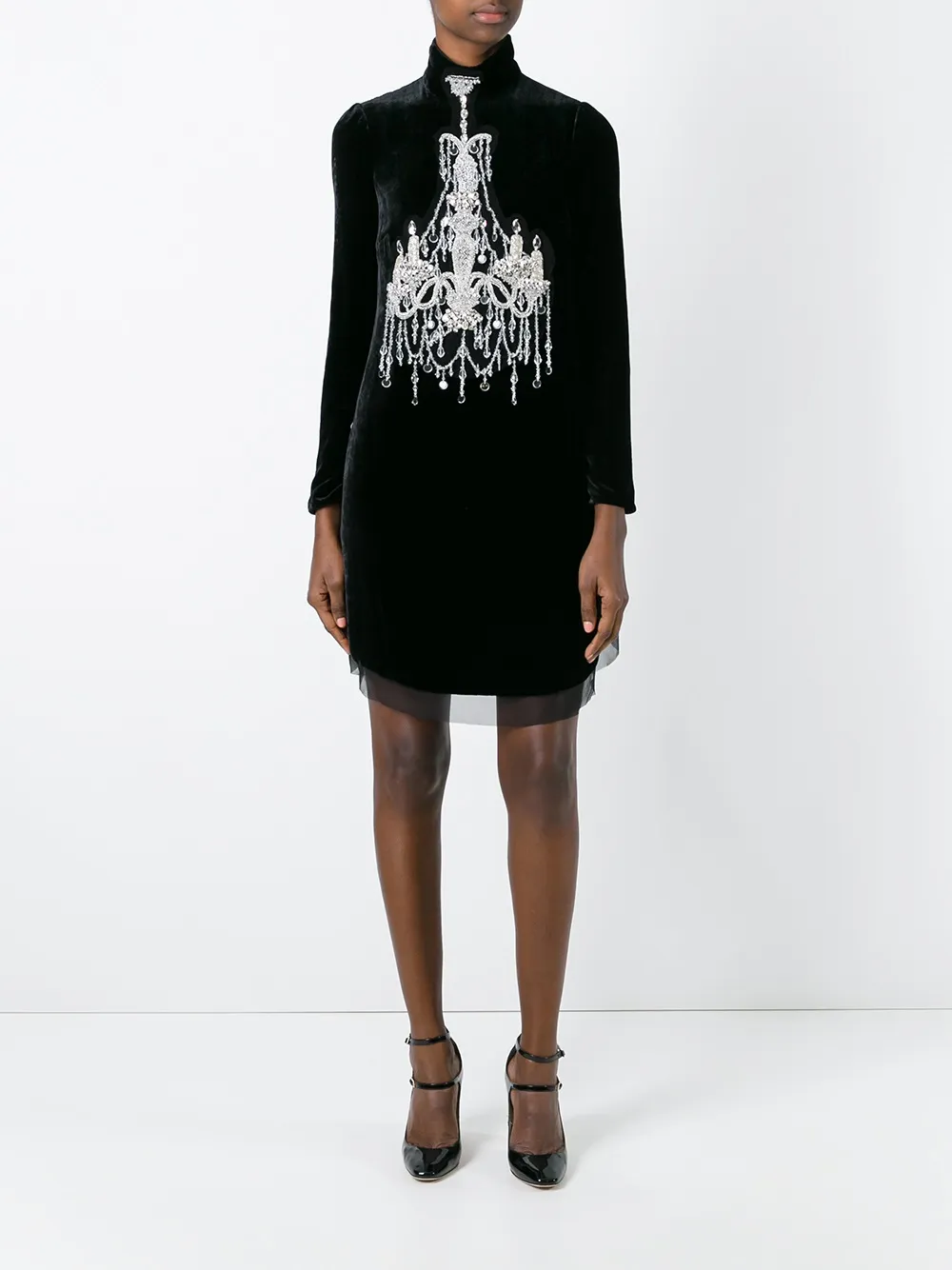 Dolce & Gabbana Chandlier Mock Velvet Dress In Black