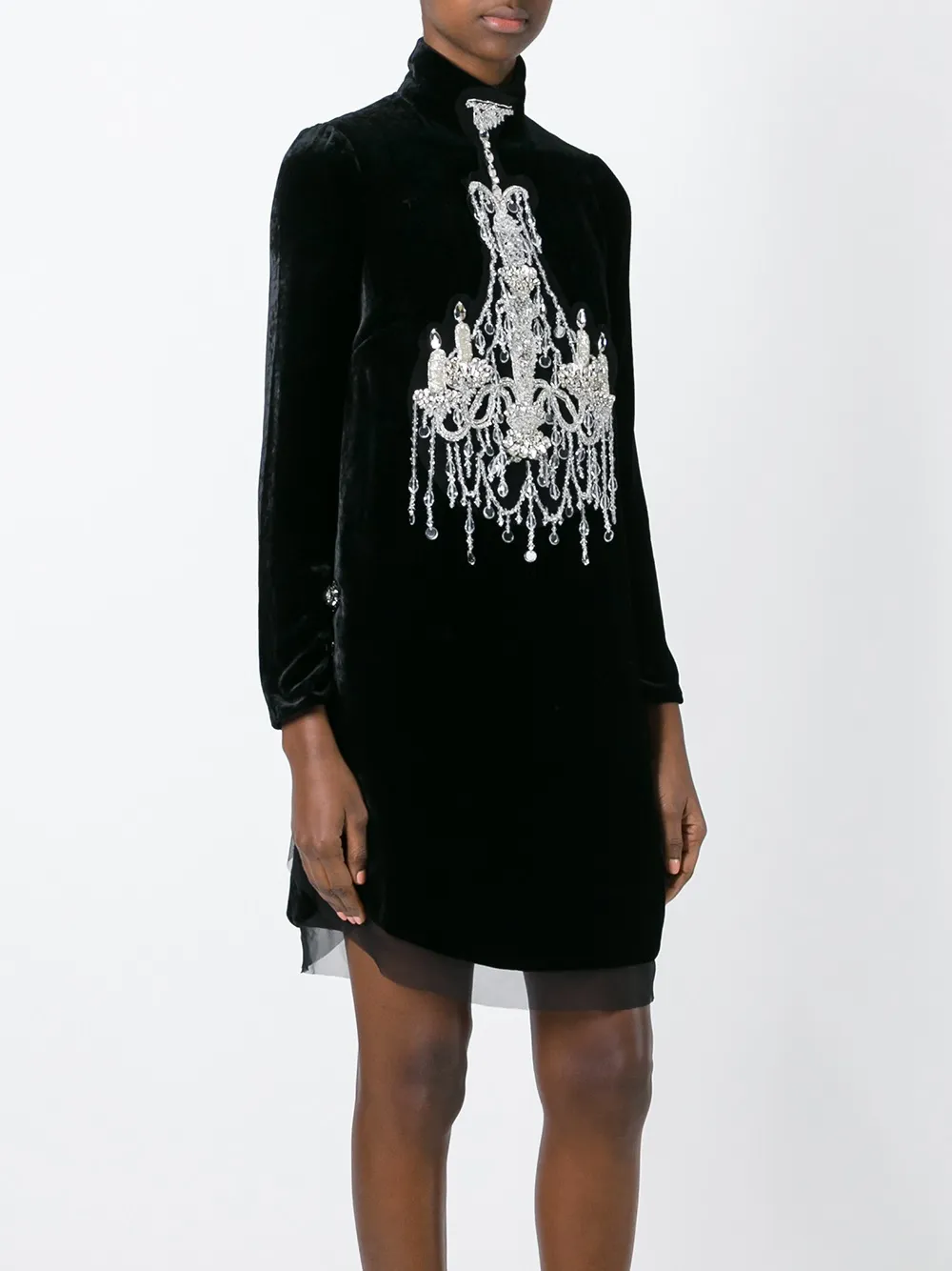 Dolce & Gabbana Chandlier Mock Velvet Dress In Black