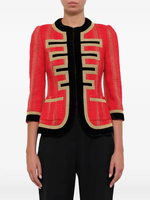 Givenchy Velvet-trim Tweed Jacket in Red