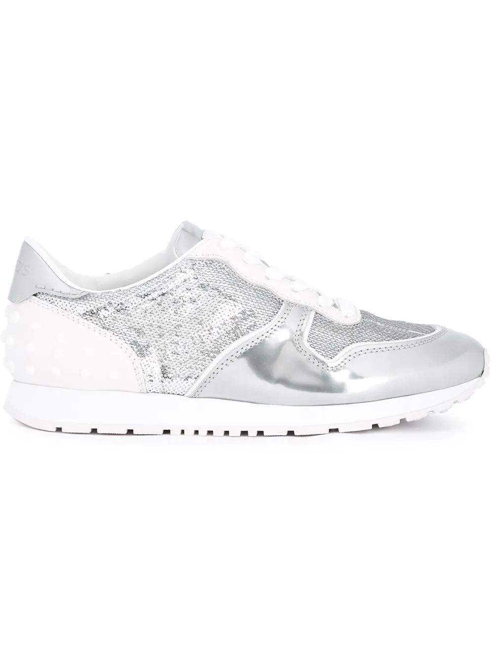 Tod's Metallische Sneakers mit Schnürung - Grau
