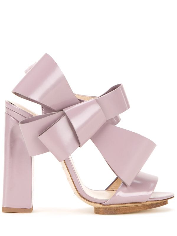 Shop pink Delpozo oversized bow sandals 