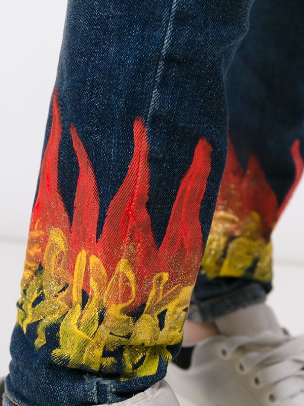 flame print jeans