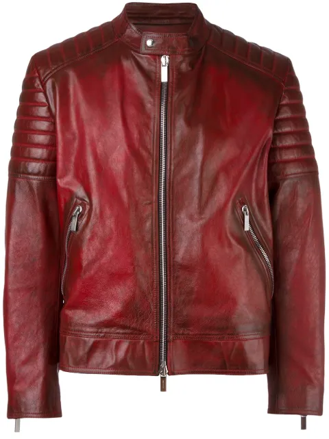 Men S Designer Leather Jackets Fashion Farfetch Zipped Jacket