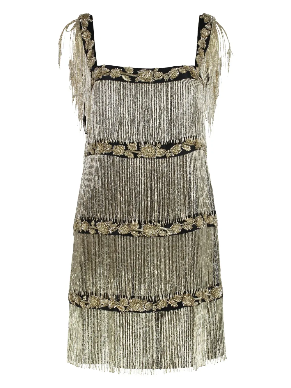 Alberta Ferretti embellished beaded fringed dress - Toni neutri