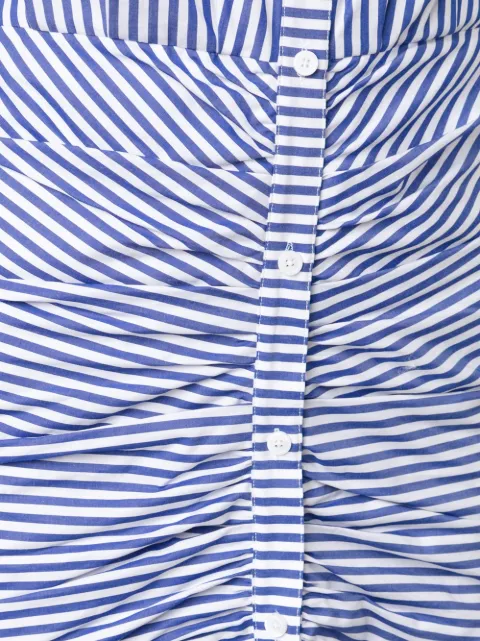 VERONICA BEARD STRIPED RUCHED SHIRT DRESS