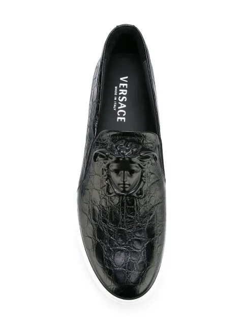 irving crocodile embossed leather sneaker