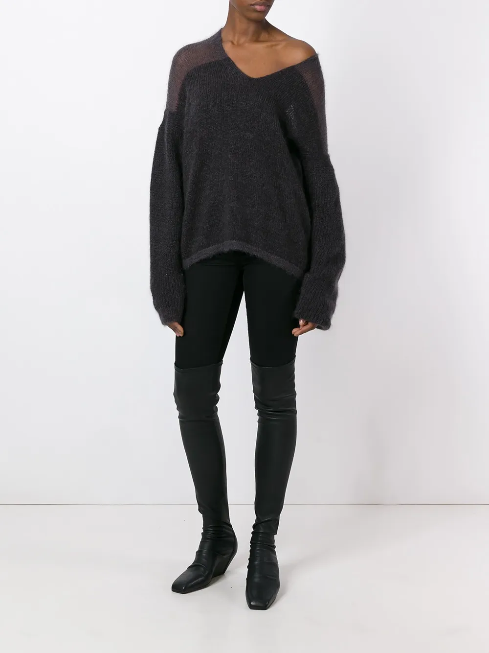  Ilaria Nistri Weiter Pullover Mit V Ausschnitt   Grau 