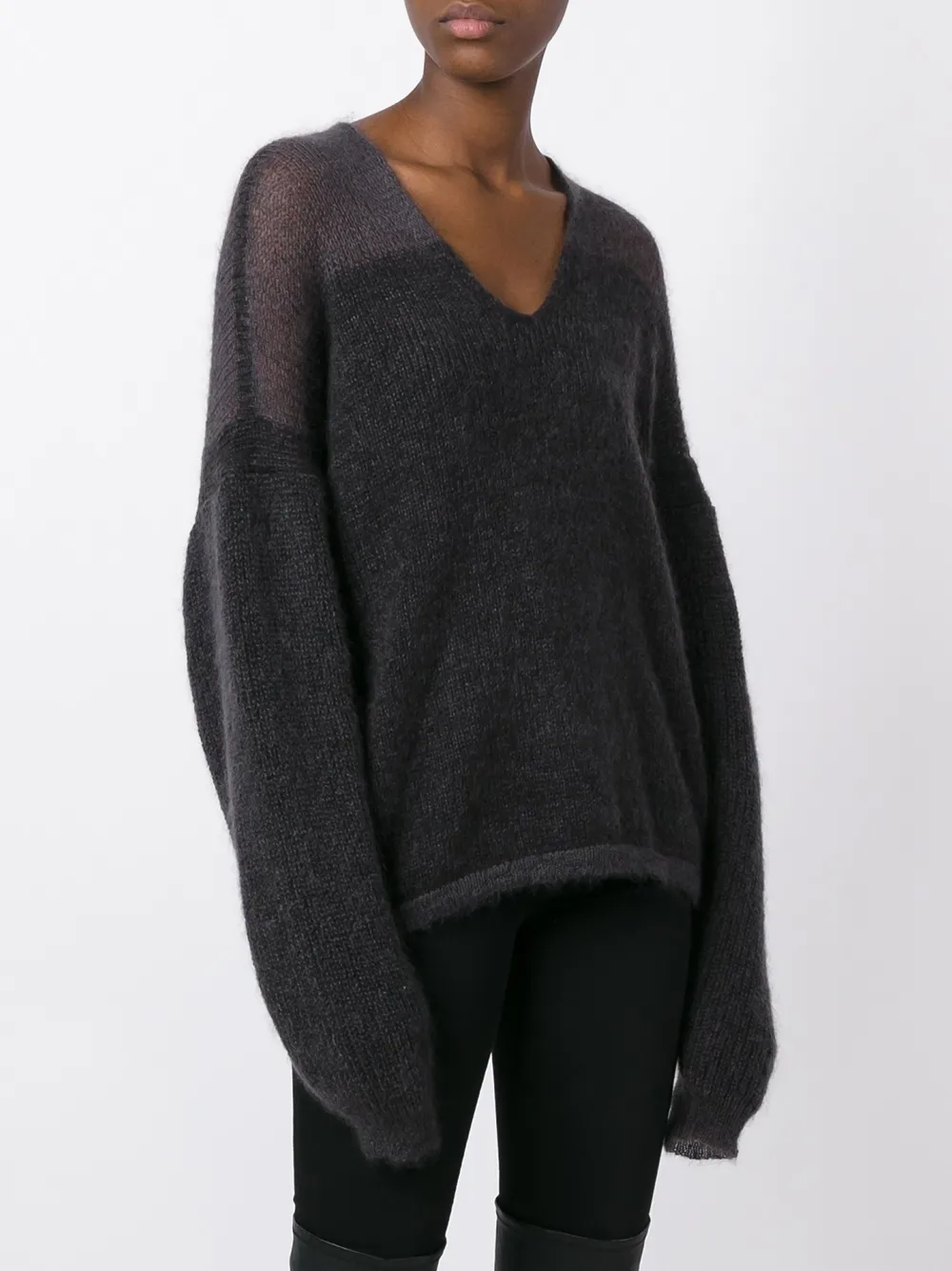  Ilaria Nistri Weiter Pullover Mit V Ausschnitt   Grau 