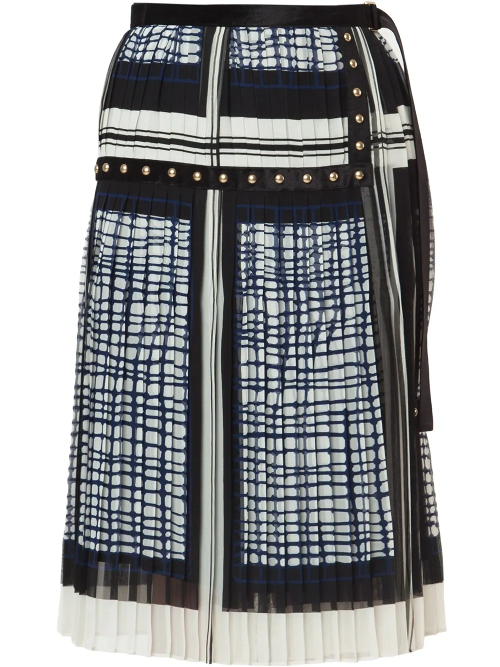 sacai printed pleated midi skirt - Bianco