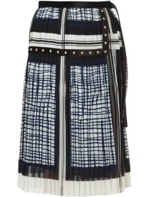 Sacai ストライプ プリーツスカート | グレー | FARFETCH JP
