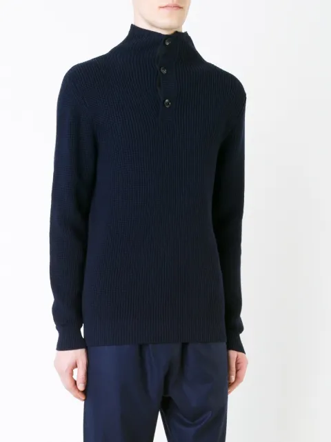 KENT & CURWEN BUTTONED HIGH NECK JUMPER