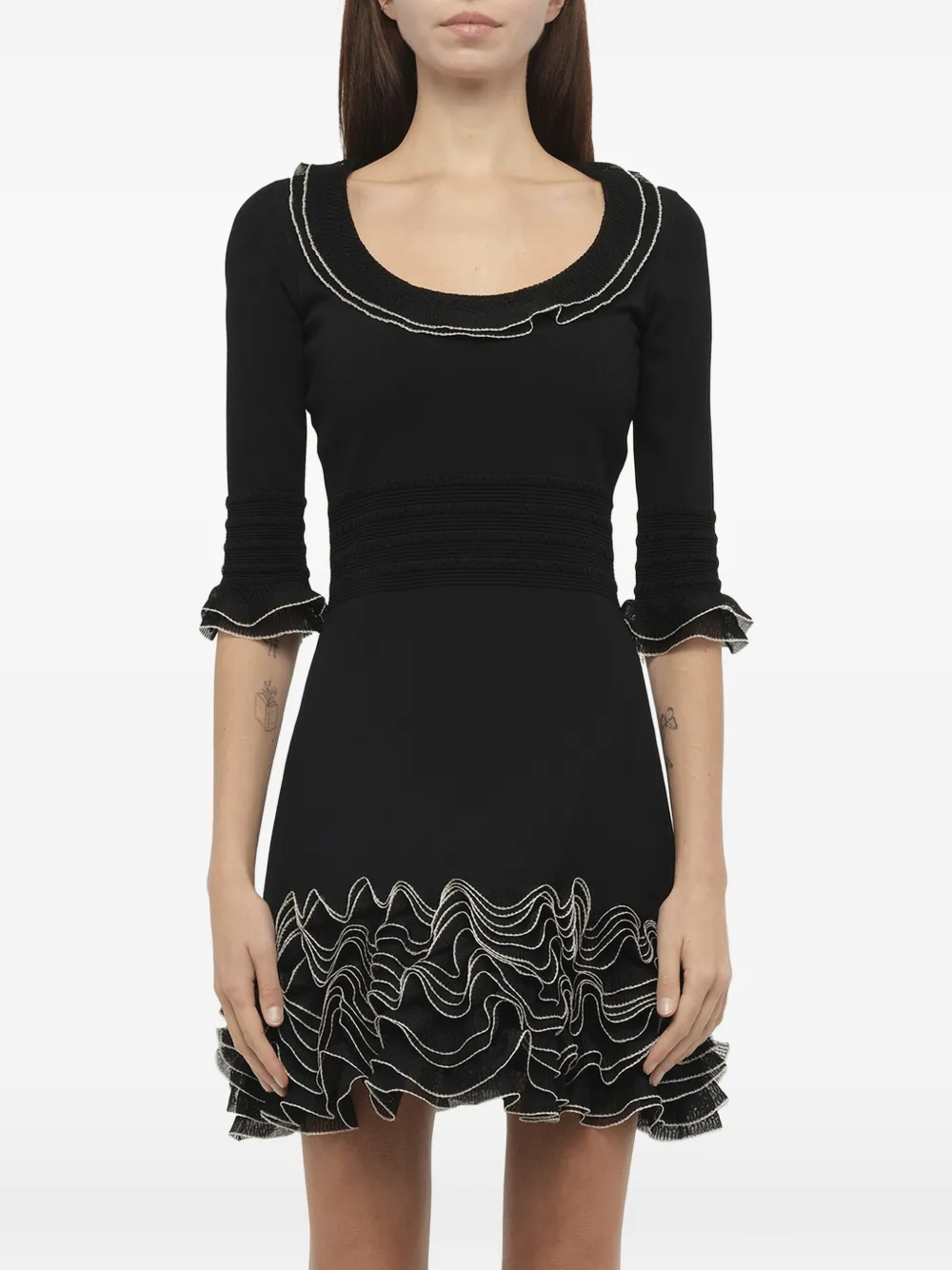 Alexander McQueen Seidenkleid mit Rüschen - Schwarz