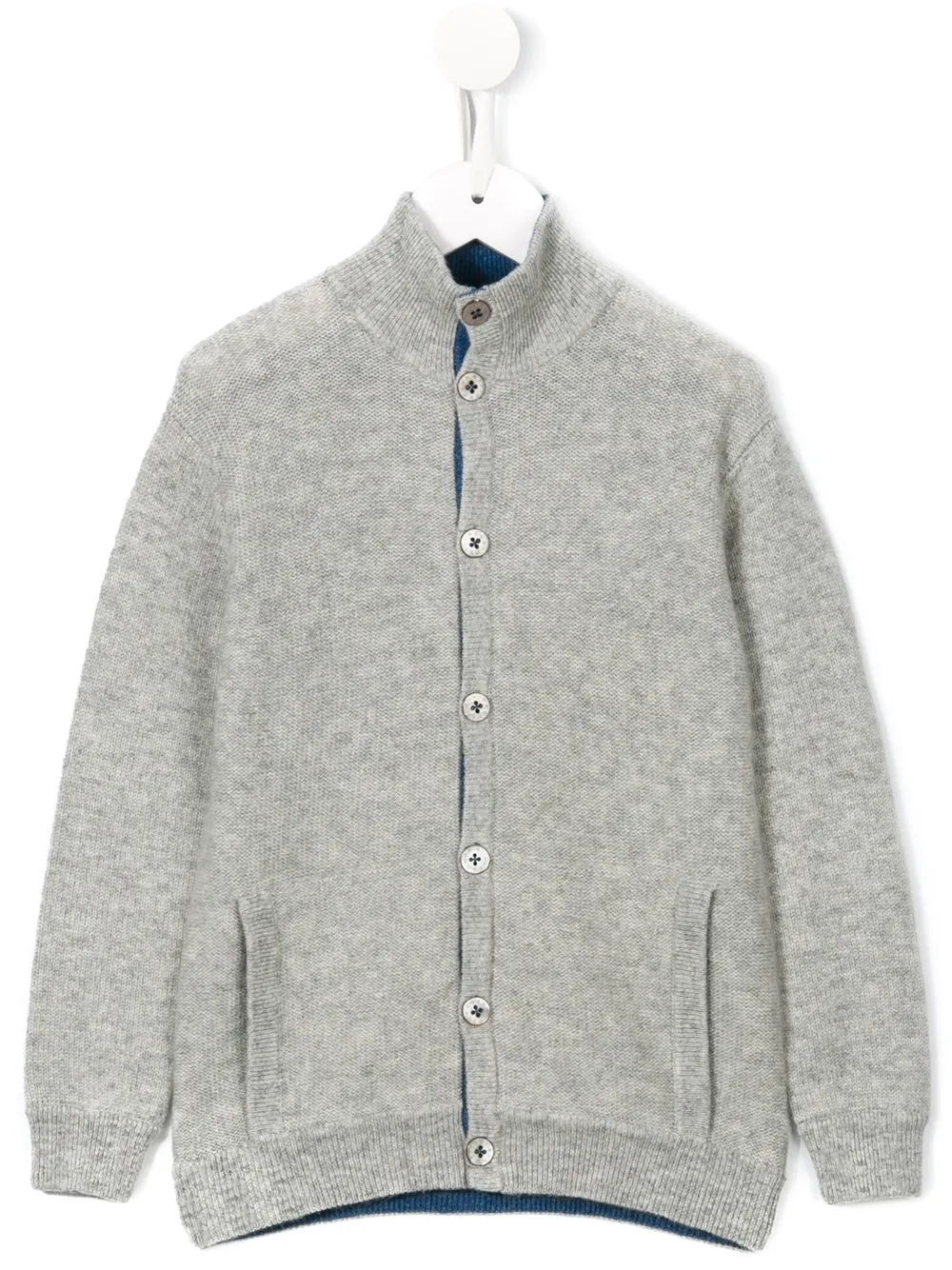 

Cashmirino High neck knitted cardigan - Gris