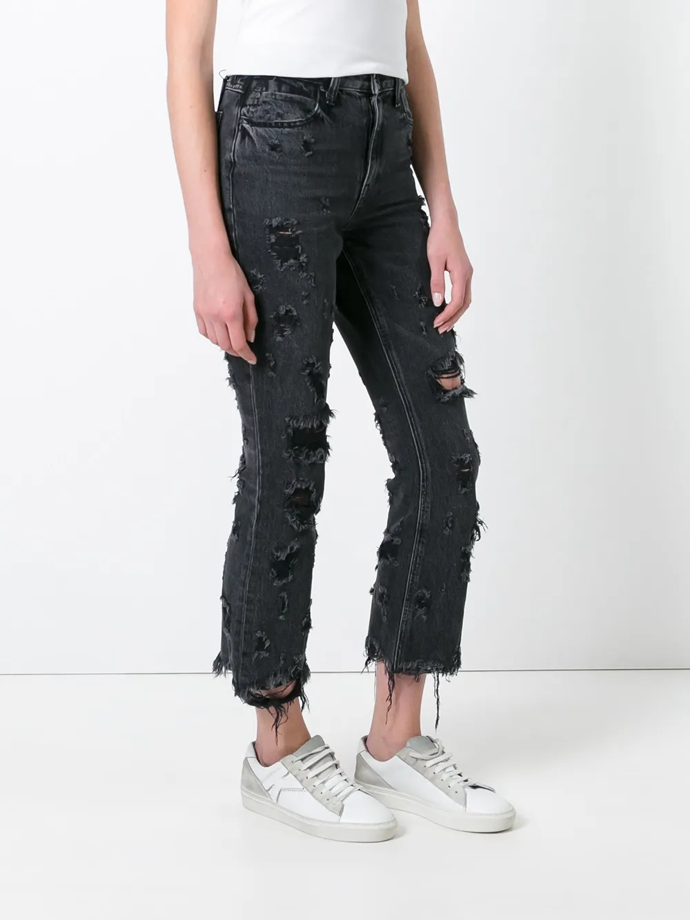  Alexander Wang Vaqueros Capri Efecto Desgastado - Negro 