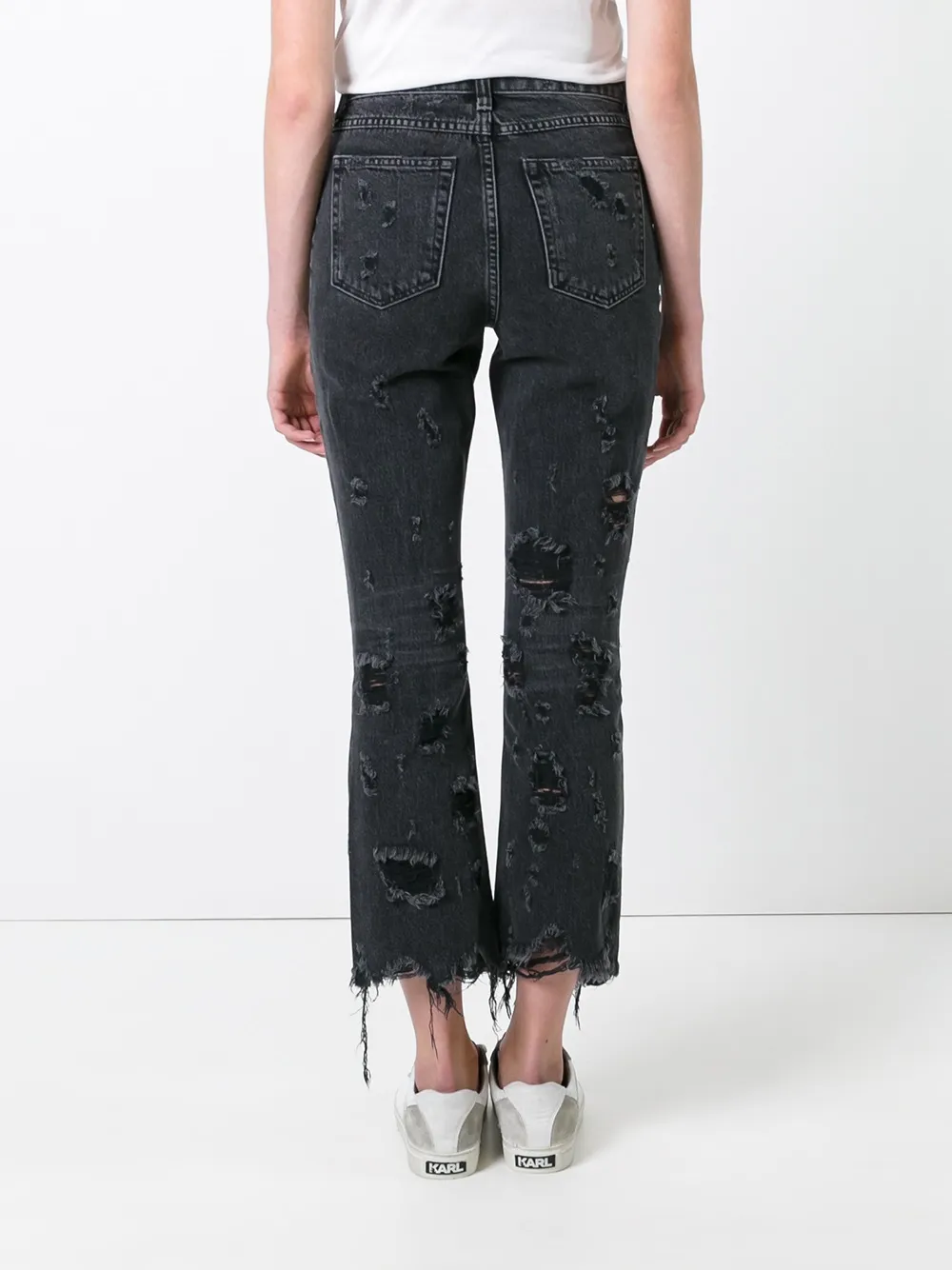 Alexander Wang distressed cropped jeans Zwart