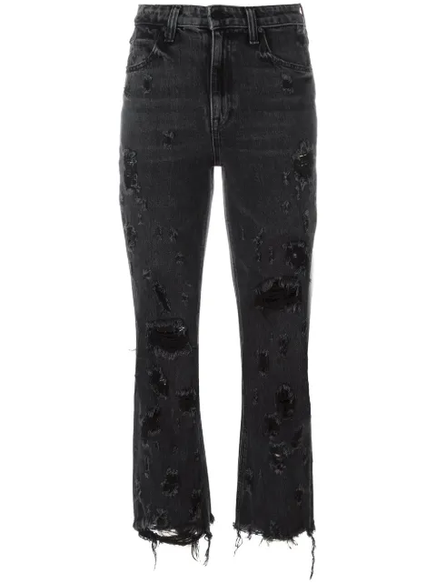 Alexander Wang jeans capri con efecto desgastado
