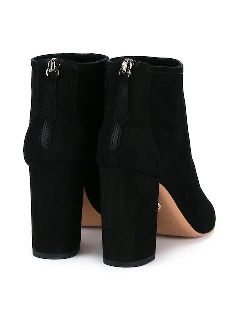 black suede block heel bootie