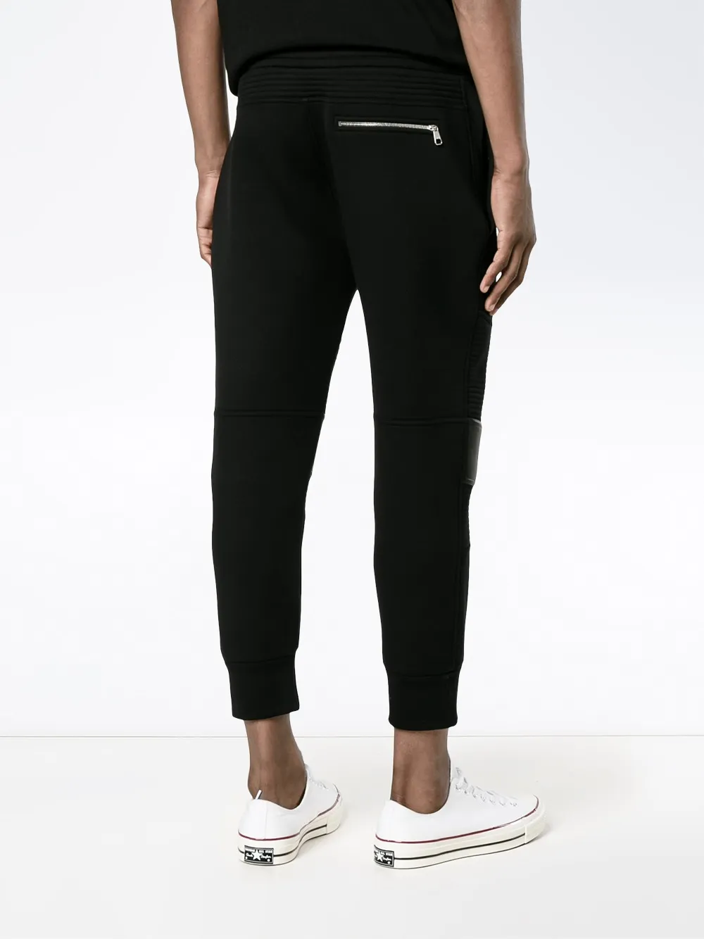 Neil Barrett 'Moto' biker style track pants Zwart