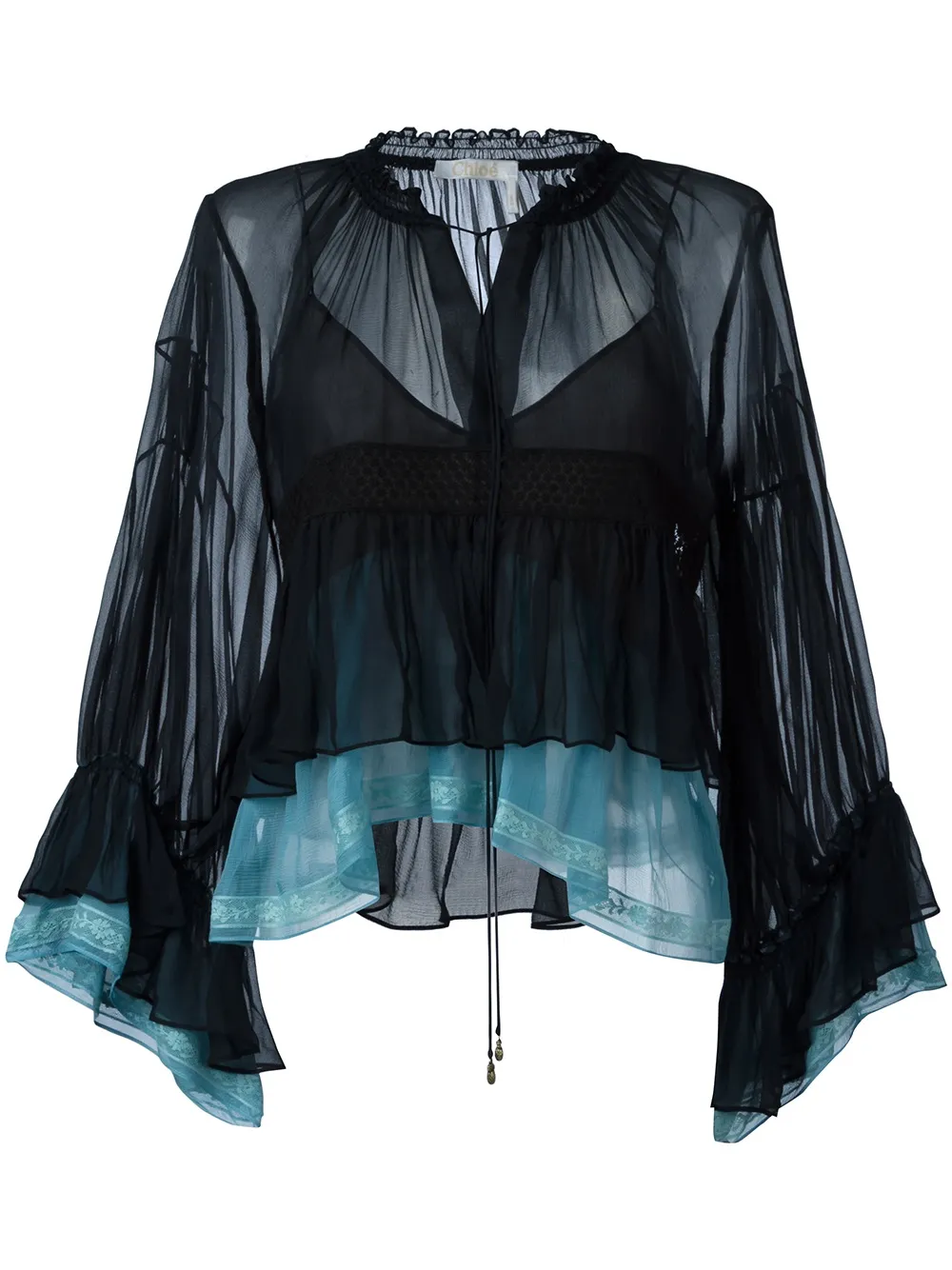 Chloé colour block tiered top | Blue | Image 1